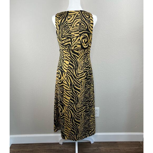 Lost + Wander Helena Sleeveless Black Tan Tiger V-Neck Midi Dress Small NWT - Picture 13 of 15